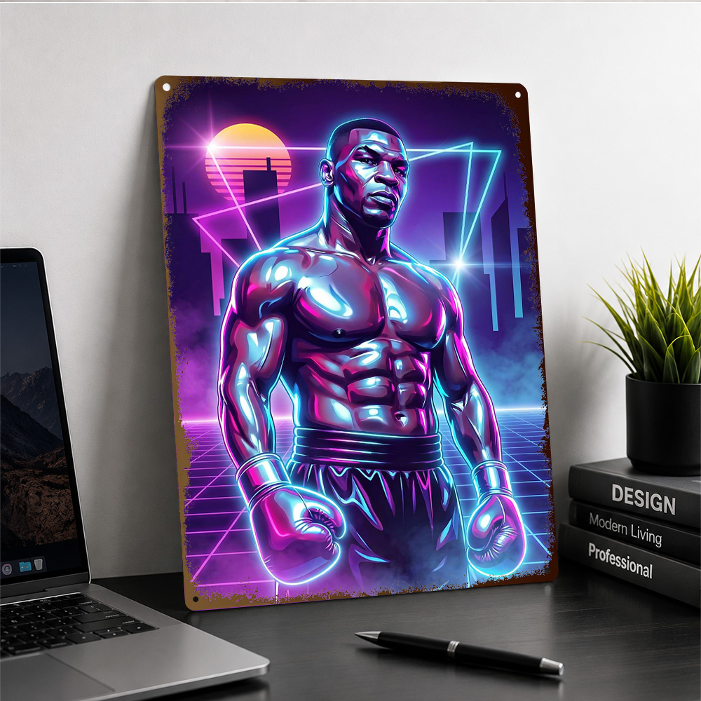 ملصق معدني بتصميم مايك تايسون  - مراجعة Home Gym Neon Sign وسعره