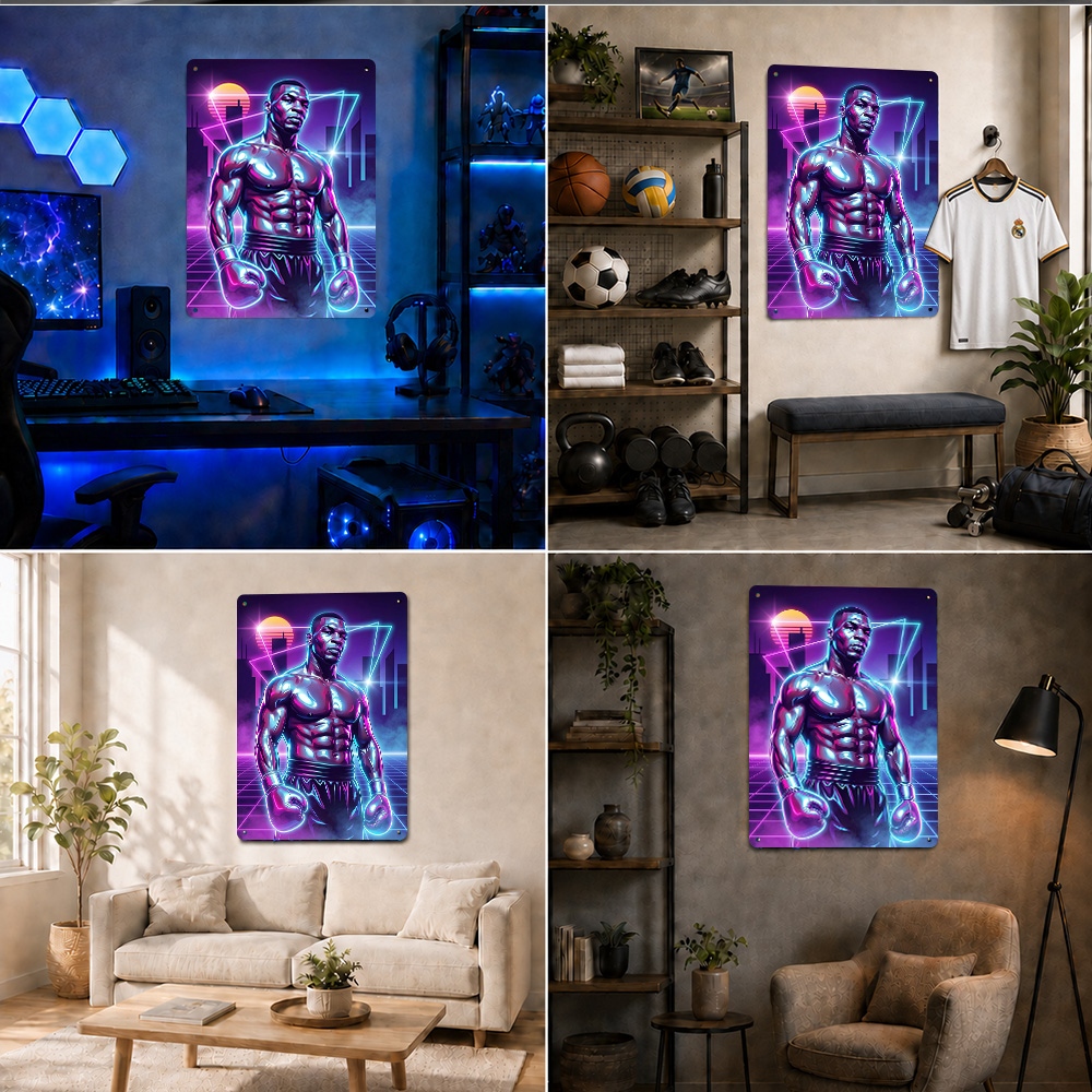 ملصق معدني بتصميم مايك تايسون  - مراجعة Home Gym Neon Sign وسعره